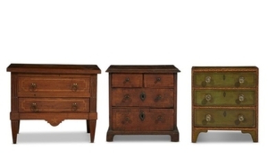 Three English miniature chests of drawers 18th/19th century Comprising...