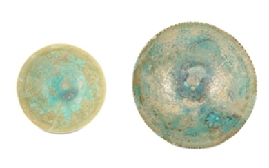 TWO TURQUOISE-GLAZED KASHAN POTTERY BOWLS Iran, 12th –...