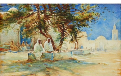 UNKNOWN ARTIST (20th century) MIDDLE EASTERN AFTERNOON SCENE Signed...
