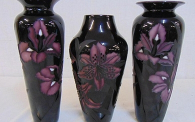 3 Valerie Surjan cameo glass vases for Nourot Glass