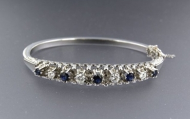 14 kt. White gold - Bracelet - 0.65 ct Diamond - Sapphire