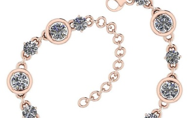 2.61 Ctw SI2/I1 Diamond Ladies Fashion 18K Rose Gold Tennis Bracelet