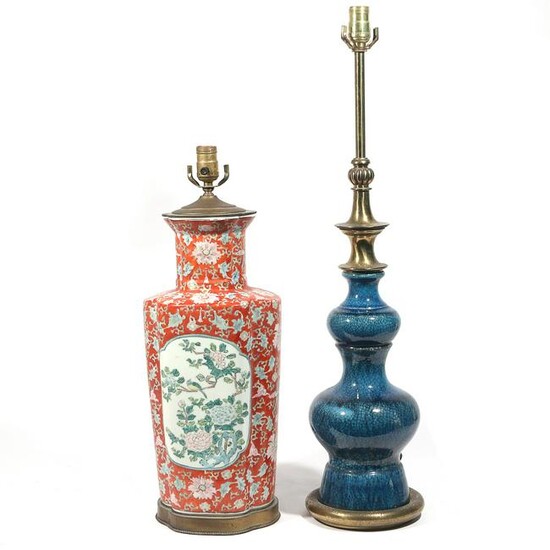 (2pc) CHINESE PORCELAIN & CERAMIC TABLE LAMPS