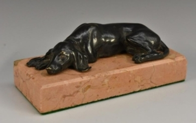 A 19th century bronze desk weight, cast as a dog