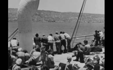 ROBERT CAPA ( 1913 - 1954 ) , Israel, immigrants arriving in Haifa 1948-1950 Three vintage gelatin silver prints. Artist's credit stamp and credit stamp 'Cesare Coen' on...