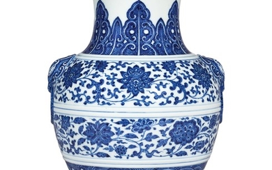 A BLUE AND WHITE VASE, HU SEAL MARK AND PERIOD OF QIANLONG