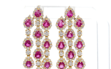 3.90ct Burmese Ruby and Diamond Earrings