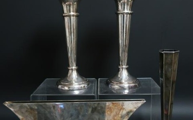 4 Very Large Modern Silverplate Vases