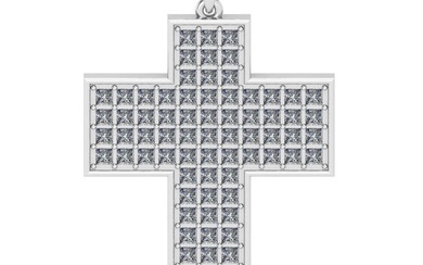 4.44 Ctw SI2/I1 Diamond 14K White Gold Cross Pendant Necklace