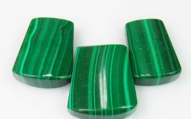 45.60 Ct Genuine 3 Green Malachite Drilled Fancy Cut