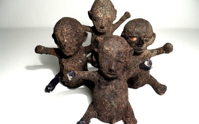 4X lot Mbuti fertility statuettes - Wood - Pere Bambuti pigmies - statuette - figure - Zande Azande - Ituri forest - D. R. of Congo