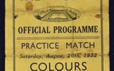 1932 1933 WOLVERHAMPTON WANDERERS PUBLIC PRACTICE MATCH 4 PAGE PROGRAMME 20 AUGUST 1932 FAIR NB WOLVES 1ST MATCH AFTER PROMOTION TO DIVISION 1