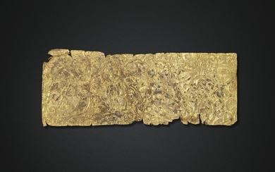 A GOLD SHEET BELT PLAQUE OVERLAY, HAN DYNASTY (206 BC-AD 220)