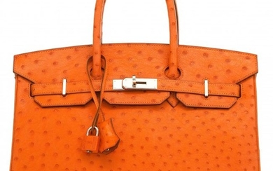 58023: Hermès 35cm Tangerine Ostrich Birkin Bag