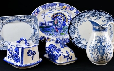 6 Pieces Assorted Blue & White China