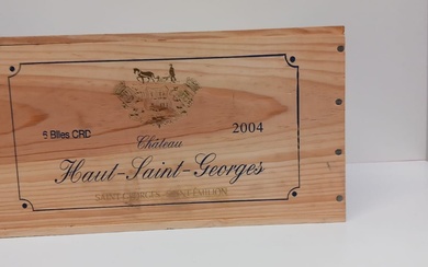 6 bouteilles de Château Haut Saint Georges 2004 caisse bois d'origine Saint Georges Saint Emilion...