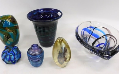 (6) pieces of Studio art glass to include