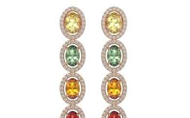 6.09 ctw Multi Color Sapphire & Diamond Micro Pave Earrings 10k Rose Gold
