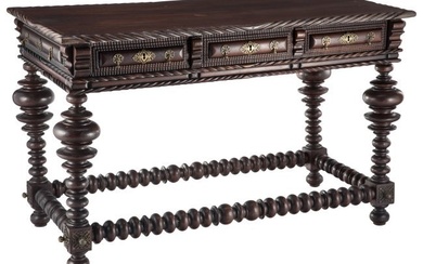 61023: A Portuguese Carved Walnut Center Table, 19th ce