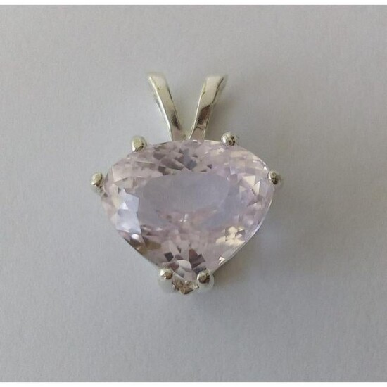 6.28c Light Pink Kunzite Sterling Silver Heart Pendant