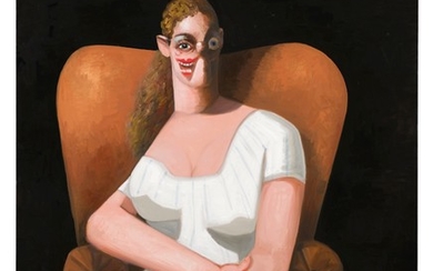 WOMAN ON BROWN CHAIR, George Condo