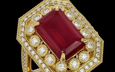 7.11 ctw Certified Ruby & Diamond Victorian Ring 14K Yellow Gold