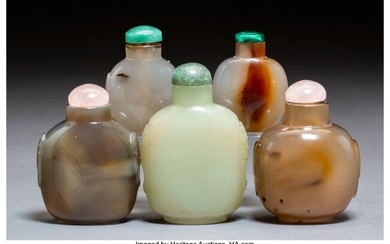 78023: A Group of Five Chinese Hardstone Snuff Bottles