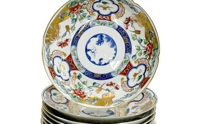 8 Tiffany Le Tallec Private Stock Hand Painted Porcelain Dessert Plates Imari