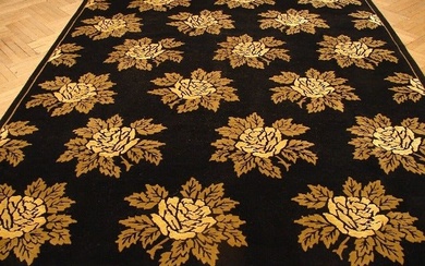 8 x 10 Black Wool&Silk Nepalese/Nepali/Tibet Rug