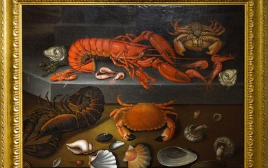 Flemish stil life, 1630 cc. Shellfishes. 71x86 oil