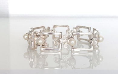 835 Silver - Bracelet - Handmade - Akoya pearls