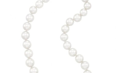 South Sea Cultured Pearl Necklace with White Gold and Diamond Ball Clasp