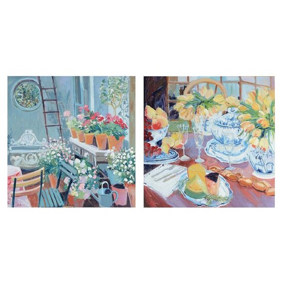 Robert DeVee "Greenhouse Flowers" & "Luncheon Table" 2