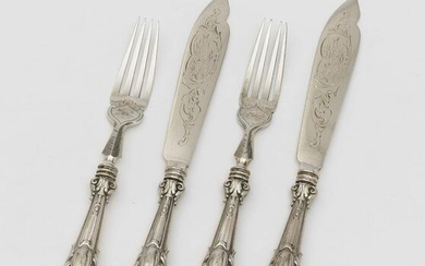 A 12-piece set of fish knives and forks - Probably