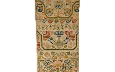 A 17TH CENTURY BAND SAMPLER the finely executed work with pa...
