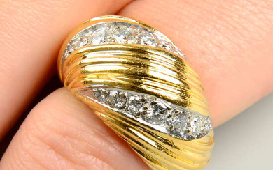 A 1970s 18ct gold brilliant-cut diamond grooved and tapered bombe ring, by Kutchinsky.