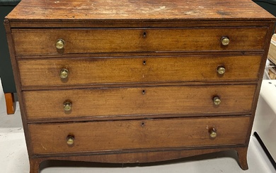 A 19TH CENTURY MAHOGANY CHEST OF DRAWERS, Narrow proportions...