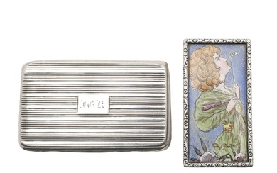A 19TH CENTURY SILVER SNUFF BOX. rectangular form, with reed...