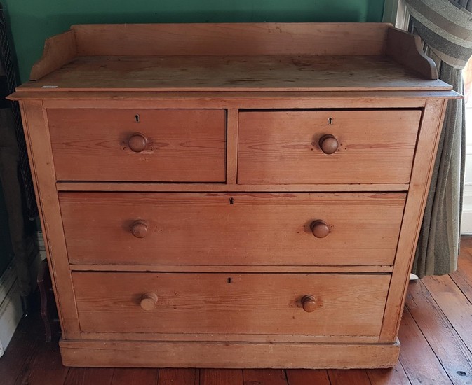 A 19th Century stripped Pine Chest of two long under two sma...