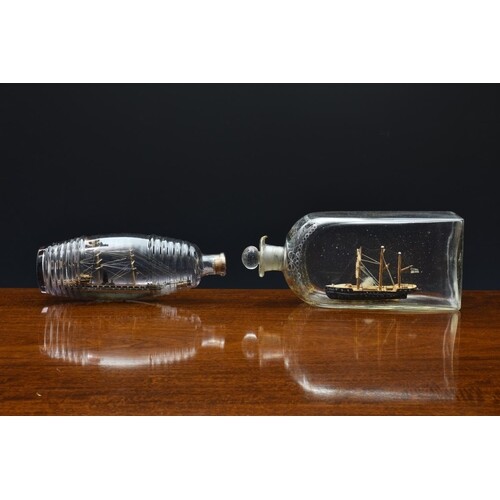 A 19th century ship in a bottle, the three masted steamship ...