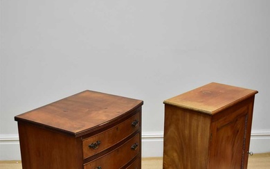A 20th century walnut bowfront chest of four drawers, width...