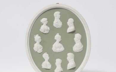 A Berlin KPM biscuit porcelain plaque with portraits of the Prussian royal family