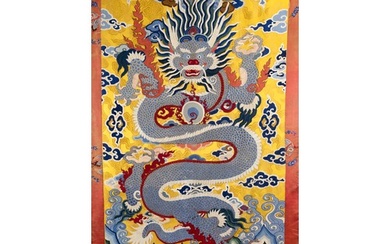 A CHINESE EMBROIDERED SILK HANGING, QING DYNASTY. Finely emb...