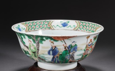 A CHINESE FAMILLE VERTE FIGURAL STORY BOWL
