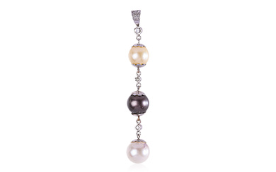 A CULTURED PEARL AND DIAMOND PENDANT