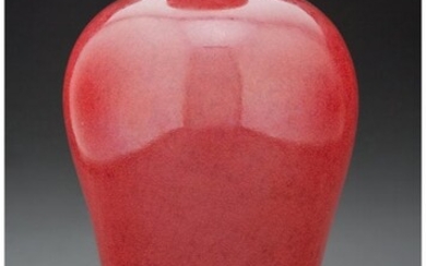 A Chinese Oxblood Meiping Vase Marks: four-chara