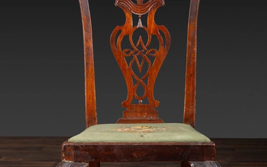 A Chippendale Carved Mahogany Claw-and-Ball Foot Side Chair