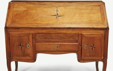 A Continental walnut fall front desk, 19th century