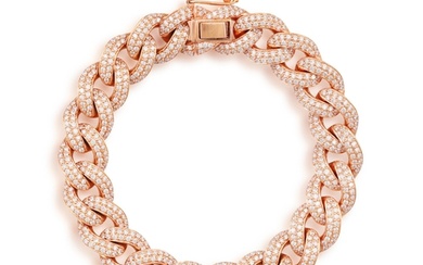 A DIAMOND GOURMETTE BRACELET The curb-link chain bracelet p...
