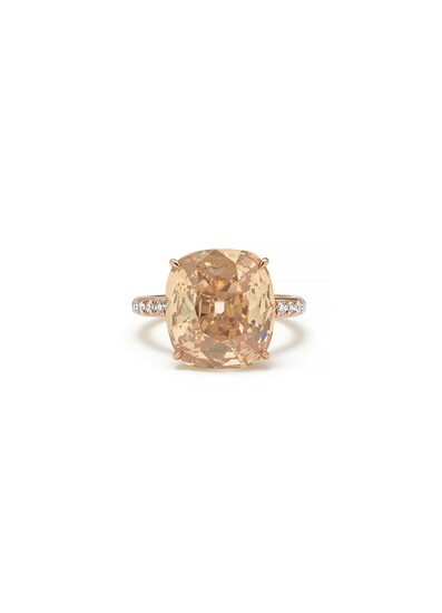 A Fancy Colored Diamond, Diamond and Gold Ring